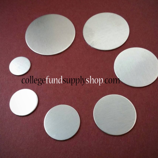 1" ALUMINUM 18 gauge disc blank, one inch disc, stamping engraving etching, metal supply shop, jewelry supplies, round handstamping blanks
