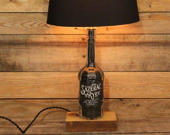 Sazerac Rye Whiskey Bottle Lamp / Whiskey Light / Bourbon Barrel Char, Whiskey Lamp, Full Size Table Lamp, Whiskey Gifts, Father's Day Gift