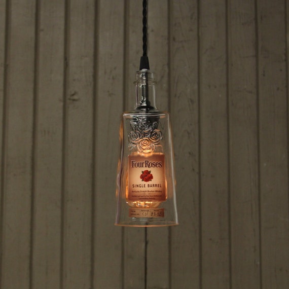 Elijah Craig Small Batch Bottle Pendant Light Handmade Bourbon Bottle Recycled Light Fixture Upcycled Industrial Glass Ceiling Light
