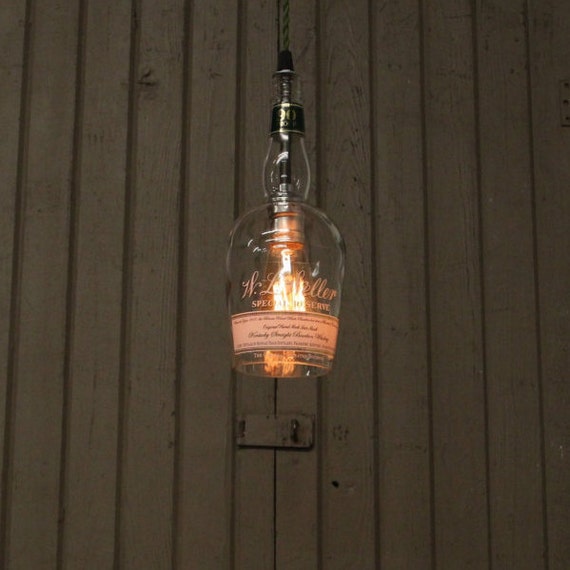 Old Weller Bottle Pendant Light Upcycled Industrial Glass Ceiling Light Handmade Bourbon Bottle Light Fixture Recycled Lighting