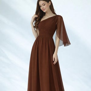 Maxi Chiffon Asymmetrical Brown Dress - Etsy