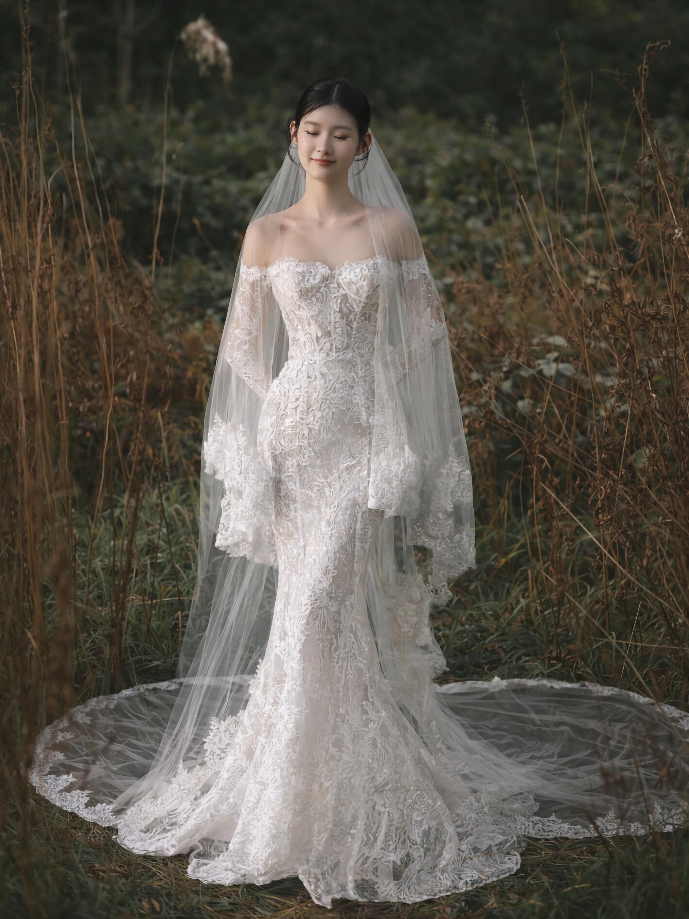 2 Tier Chantilly Lace Veil - Etsy display picture 1