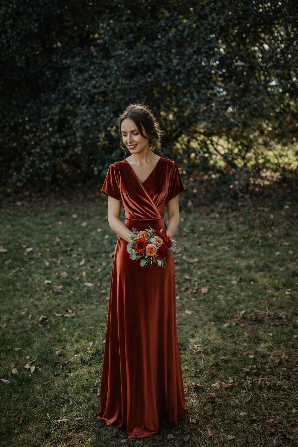 Velvet Terracotta Bridesmaid Dresses Long Sleeve - Etsy Singapore