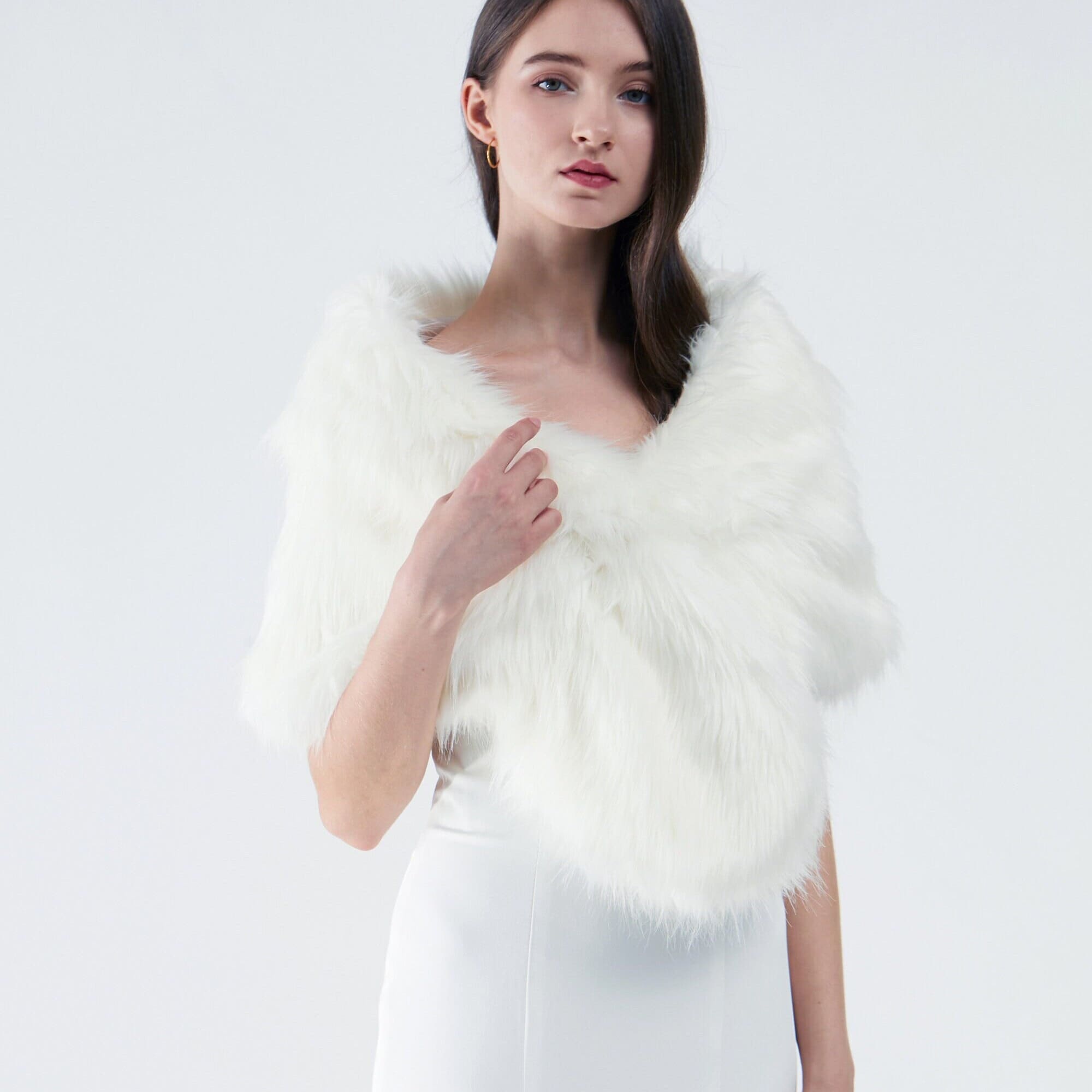 Fluffy store white shawl