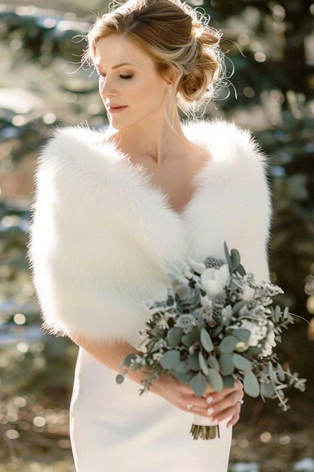 bridal fur shawl