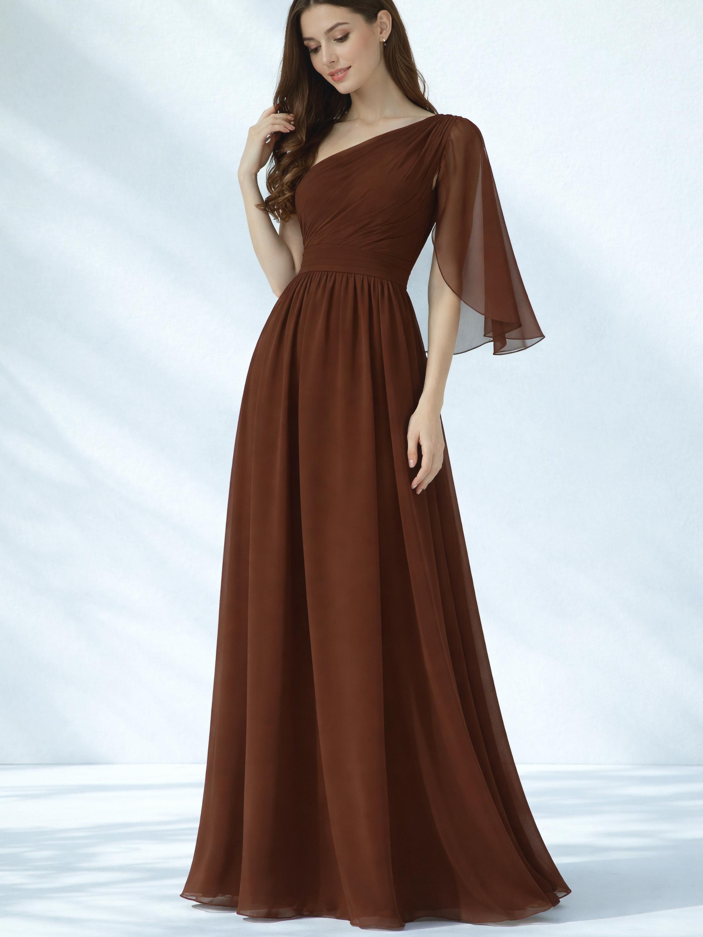Brown Chiffon Dress - Etsy