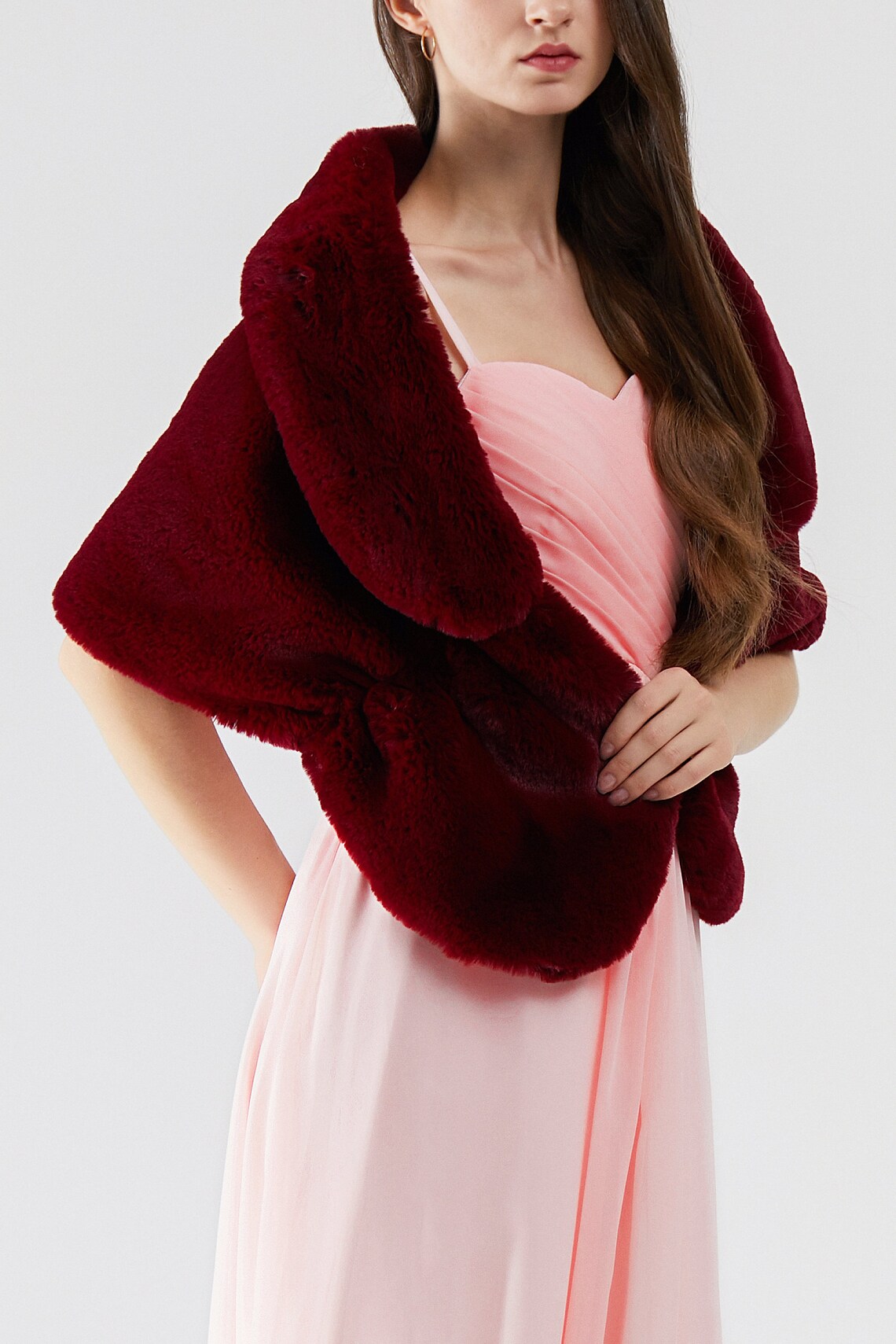 Red Faux Fur Wrap Scarlet Fur Shawl for Winter Bride Etsy