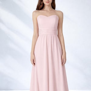 women's light pink strapless dress for a wedding Tea-Length A-Line Semi-Formal in Dusty Rose / 4 engagement party Light Pink Strapless J.Crew Bridesmaid
