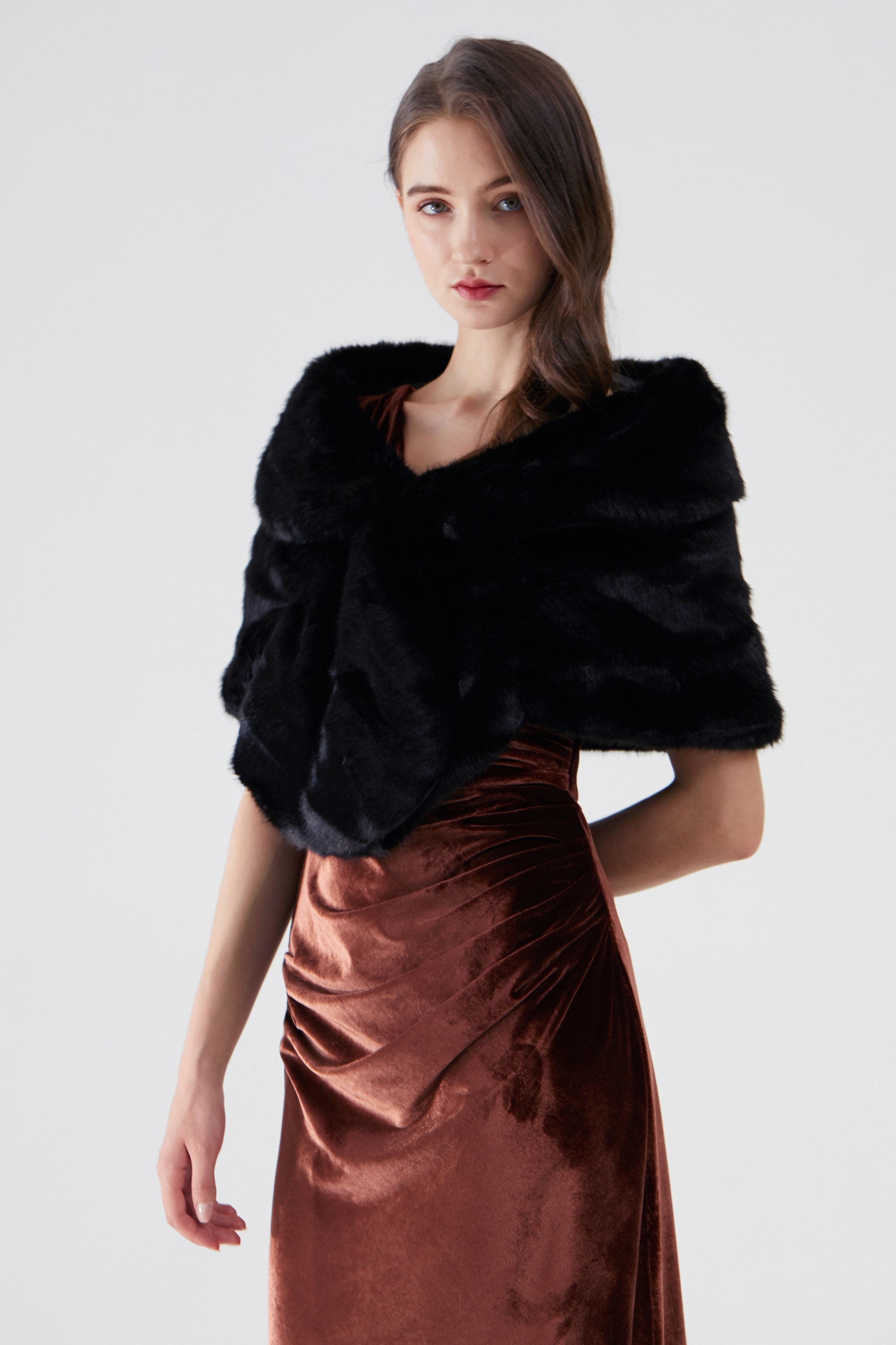 fur shawl bridal