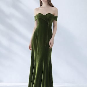 etsy green velvet dress Dark Green Velvet Dress, Bridesmaid Dress, Wrap V Neck High Wrap Slit Dress, Deep V Open Back Maxi Dress