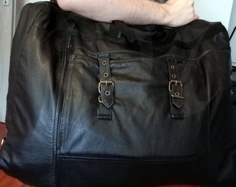 Only on request! Unique, upcycled leather handbag, vintage very big boho purse