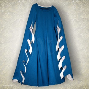 Cotehardie with very long sleeves, court gothic dress; noble lady&#39;s kirtle, medieval wool gown, 14th-15th centuries