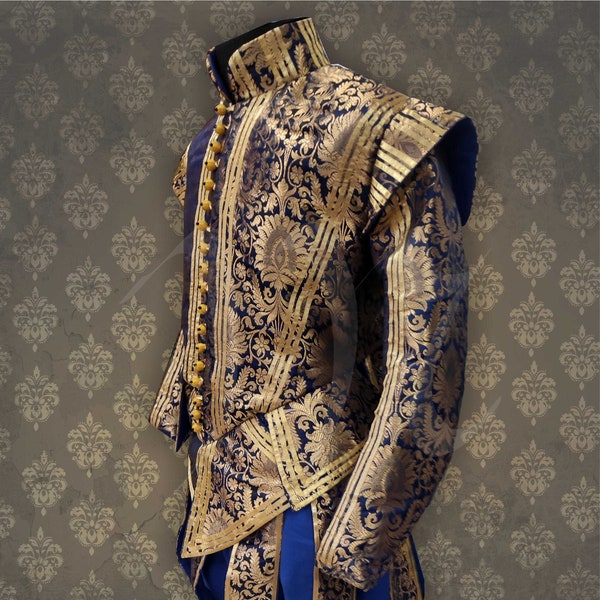 Ensemble complet | Pourpoint et short en soie, veste Renaissance en pure soie, tenue sur mesure, mode pour la cour, noble baroque, vêtement sur mesure