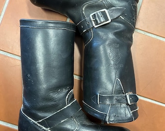 Vintage CHIPPEWA Black Leather Engineer Rugged Men's 5.5US 37.5EU