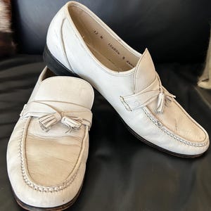 White vintage leather loafers
