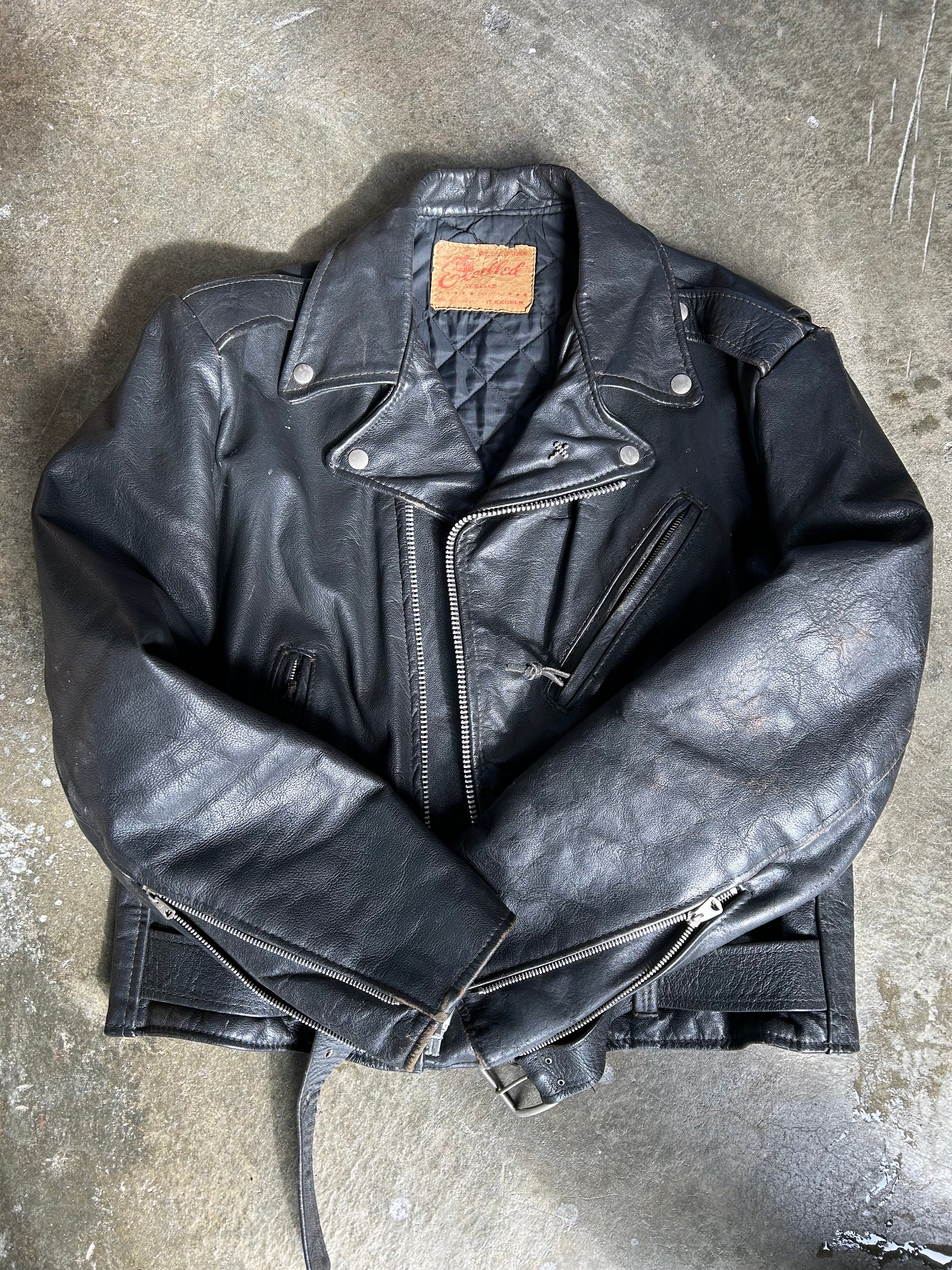 Vintage EXCELLED Leather Biker Jacket - Etsy
