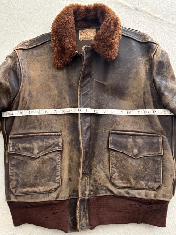 Vintage A2 Style Horsehide Leather Jacket, Patina, Talon Zip