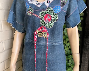 Abito patchwork in denim Fiorucci anni '70