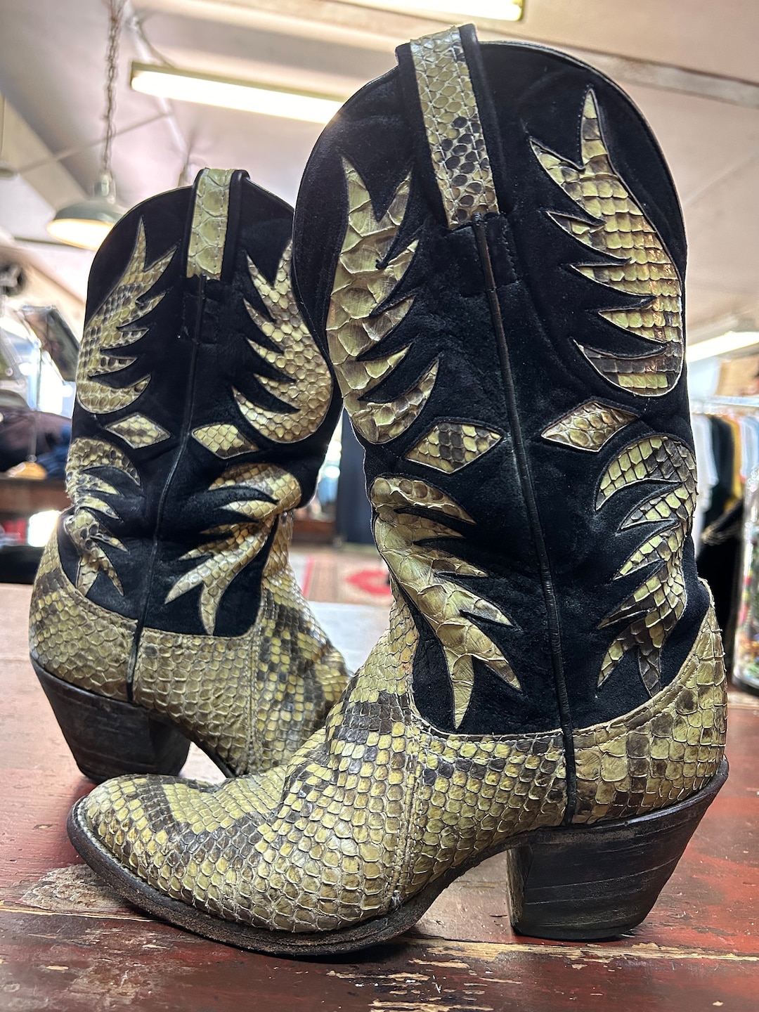 Larry Mahan Vintage Snakeskin Boots - Etsy display picture 1