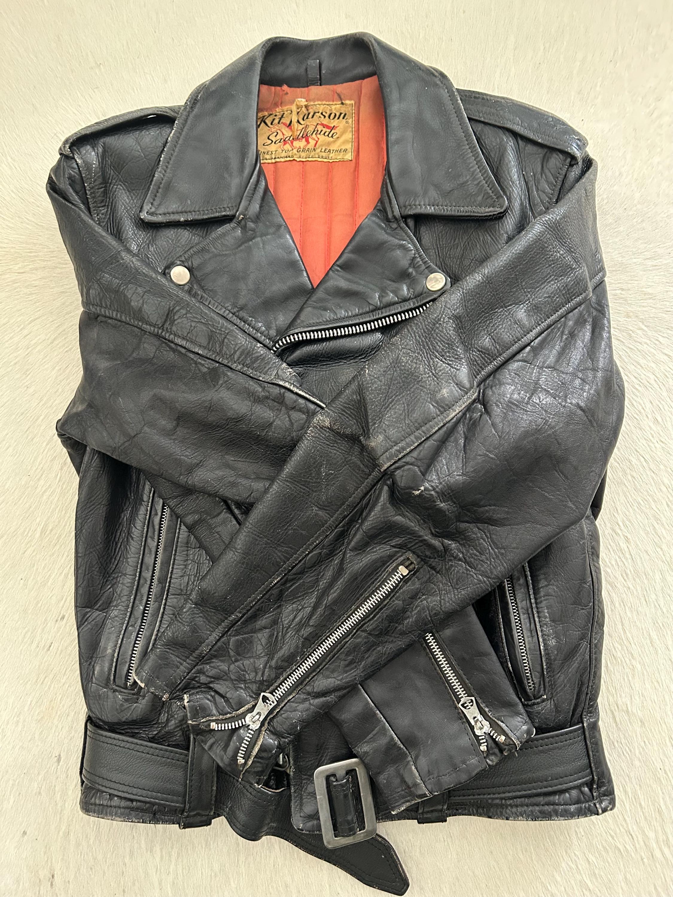 1950年代ヴィンテージ、KIT KARSON レザーライダースジャケット - Etsy