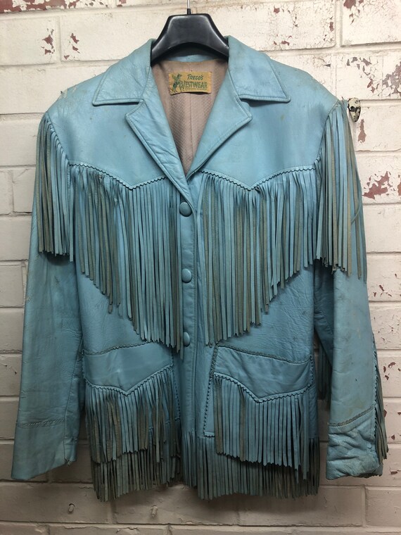 1940s 50s Blue Tregos Westwear Fringe Jacket Etsy Australia