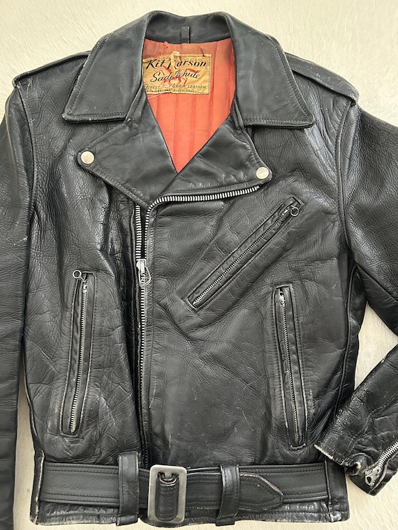 1950's Vintage, KIT KARSON Leather Motorcycle Jacket - Etsy Israel