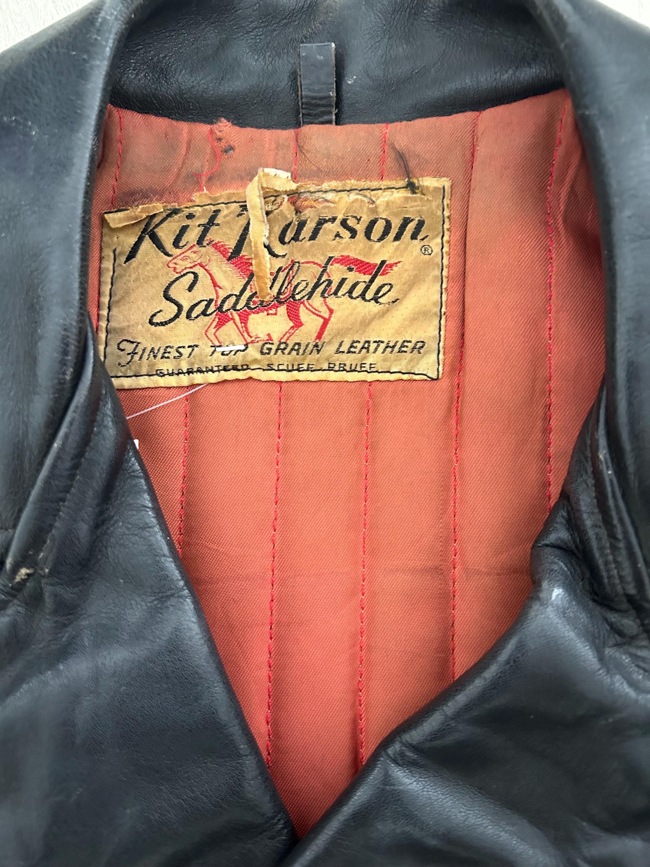 1950年代ヴィンテージ、KIT KARSON レザーライダースジャケット - Etsy