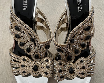 Zapatos vintage de Peter Keiza con glamurosos diamantes de imitación