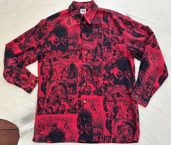 トップス Jean Paul Gaultier Homme archive shirt 90's Vintage Jean Paul Gaultier Virus Man Shirt - Etsy