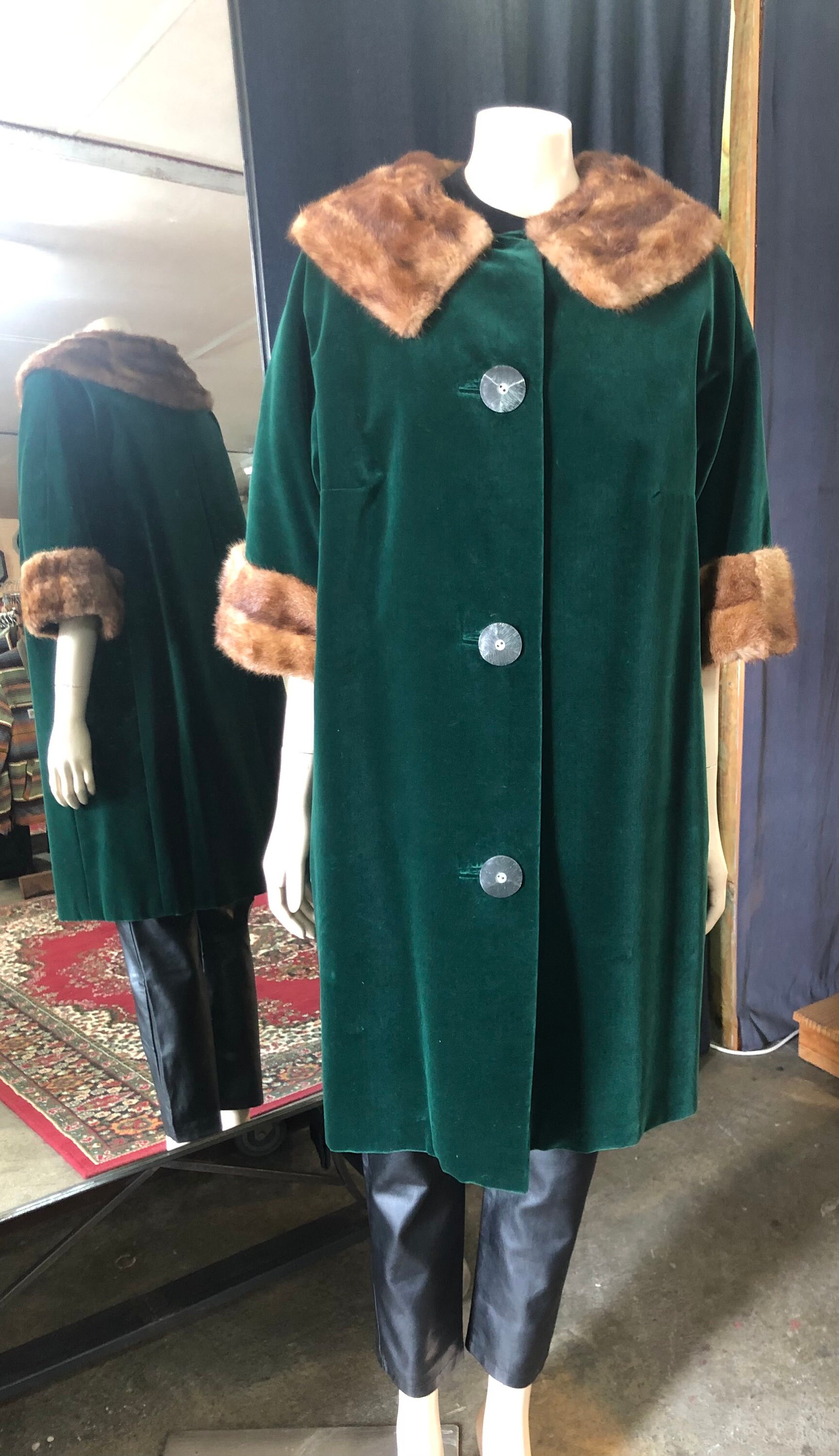1960s Green Velvet Swing Coat, Australian Custom Made - Etsy