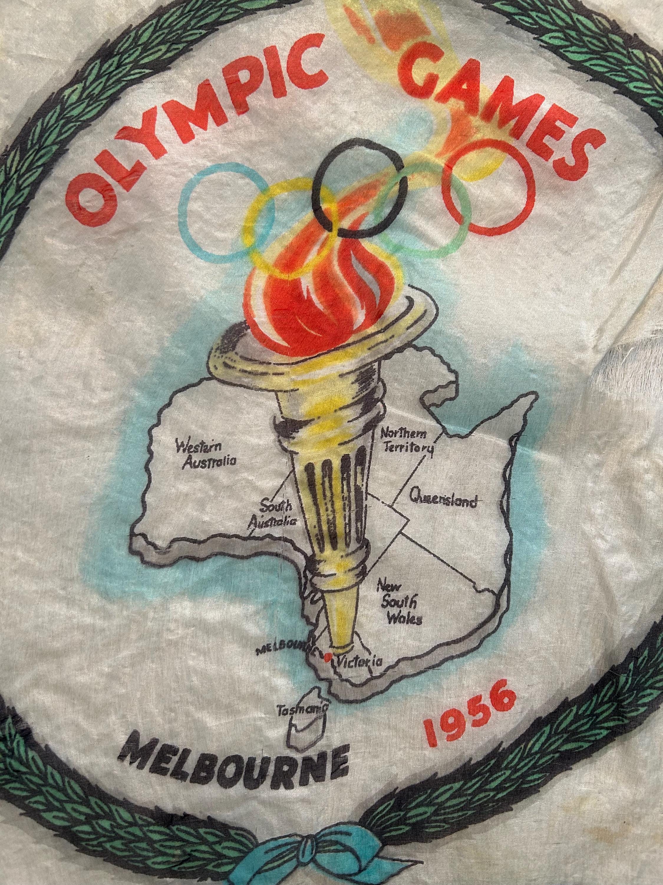 Souvenir Hand Rolled Tissue Silk Scarf From Melbourne 1956 Olympic