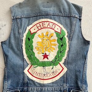 One off Promotional back patch on a sleeveless vintage Levis jacket