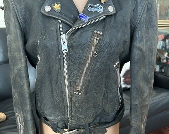 Vintage Distressed Biker Jacket - Etsy