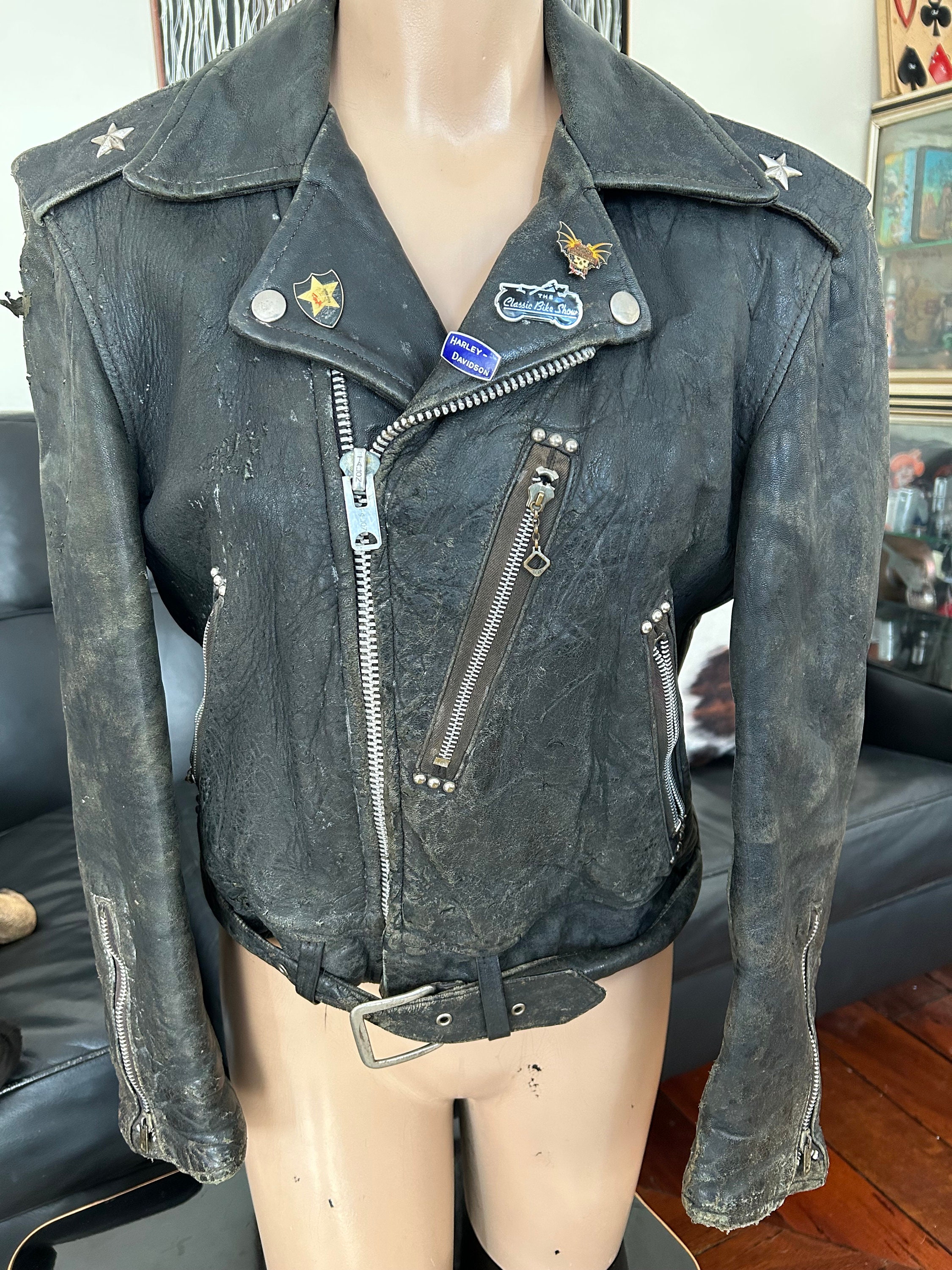 【KOOLOSET】Koo - Vintage Leather Jumper JEsilunmaMY Men's Vintage Leather Biker Jacket Zip Up Stand