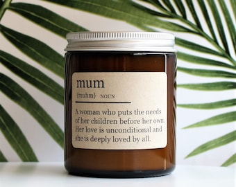 Mother's Day | Custom | DICTIONARY MEANING | Amber | Soy Candle Jar | Personalised | Definition | Mum | Mother | Grandmother | Grandma | Nan