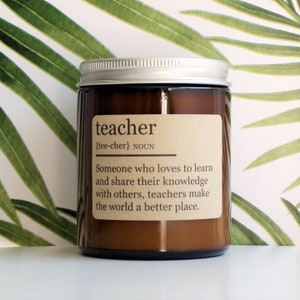 TEACHER | Custom | DICTIONARY MEANING | Amber | Soy Candle Jar | Personalised | Definition | Teacher Gift