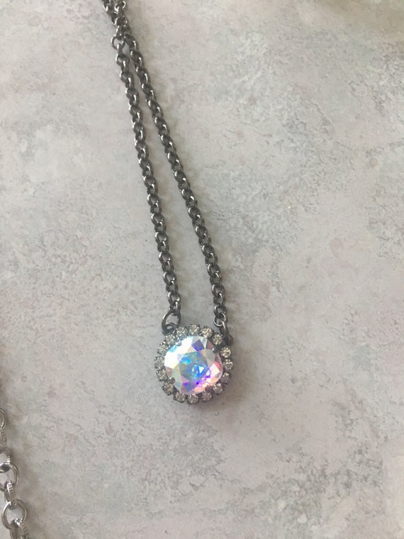 Swarovski chain with stone Constella pendant, Round cut, Dancing stone, Pink, Rose gold  main image 3
