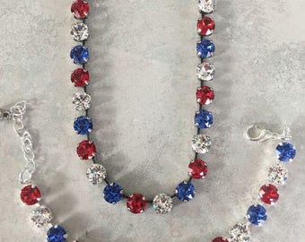 Fourth of July Swarovski Crystal bracelet custom order