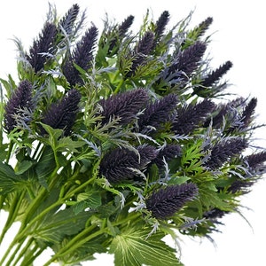 FiveSeasonStuff 8 Stiele Echte Größe Kunstdistel Spray Echt Touch Eryngium (Sea Holly) (Lila) 66cm