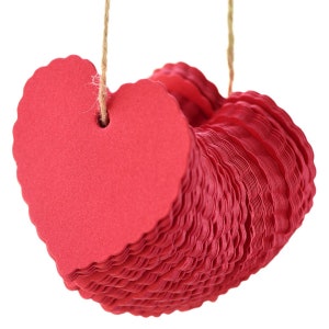 100 etiquetas en blanco de papel kraft con cordel de yute (forma de corazón)