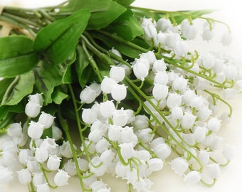 Artificial Lily of the Valley Bouquet, White Floral Décor (18 Stems)