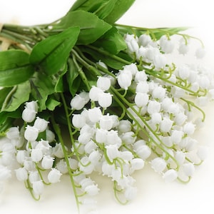 FiveSeasonStuff 18 Stems of Artificial (White) Lily of the Valley Flower Bouquet (Convallaria Majalis) Wedding Home Décor 15''