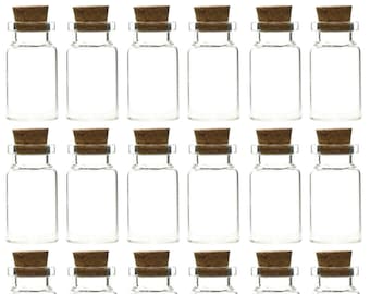 Mini Glass Bottles with Corks, 7ml, Wedding Favors, Crafts (25 Pcs)