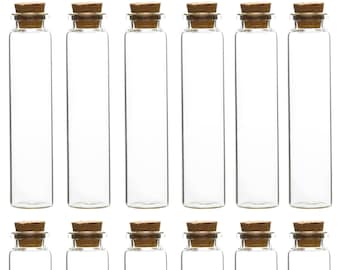 Mini Glass Bottles with Corks, 25ml Tiny Jars, Wedding Favors (12Pcs)