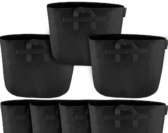 15 Gallon Plant Grow Bags (7 Pack) - Heavy Duty Fabric Planters Pots