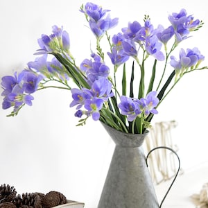 Real Touch Freesia (Purple ) Long Stem Artificial Flowers, Wedding, Home Decor,Arrangment 6 Stems