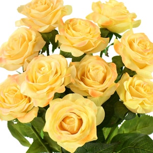 Real Touch Yellow Roses – 17'' zijden stelen voor boeketten en tafeldecoraties