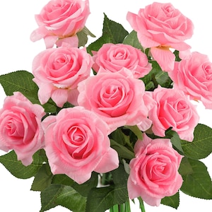 Bouquet di rose artificiali rosa cipria: steli di fiori artificiali in seta dall'aspetto realistico