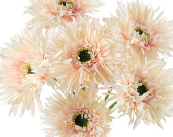 Leichte Pfirsich Spinne Gerbera Gänseblümchen Seidenblumen Echt aussehende künstliche Blumen Wohndekor 40 cm (6 Stiele) FiveSeasonStuff