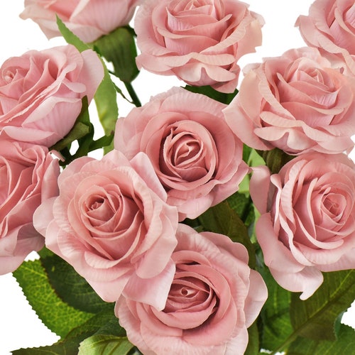 Dusty Pink Real Touch Roses Artificial Wedding Flowers Fake Etsy